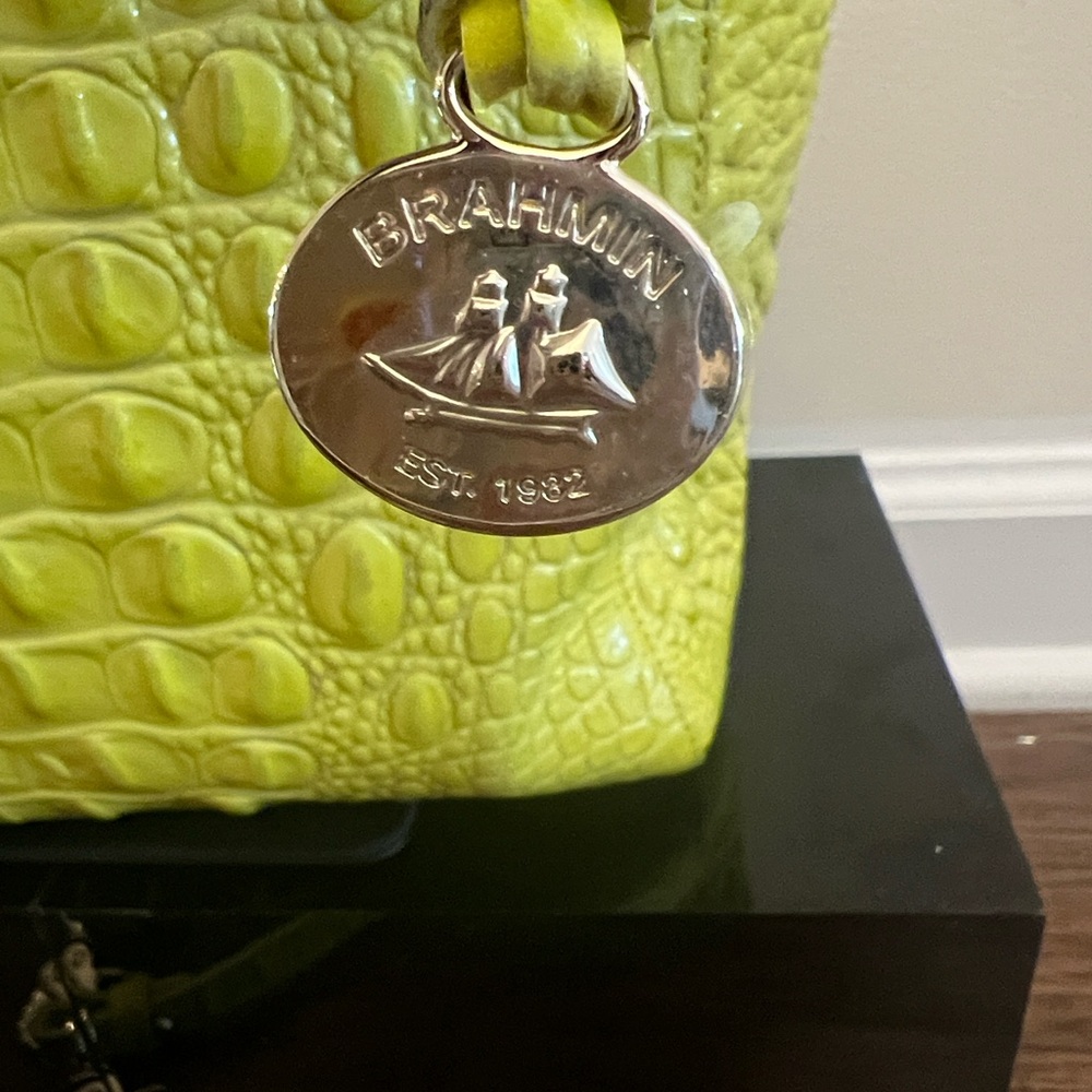 Brahmin Small Caroline Handbag/Crossbody in Neon Yellow - Picture 4 of 13